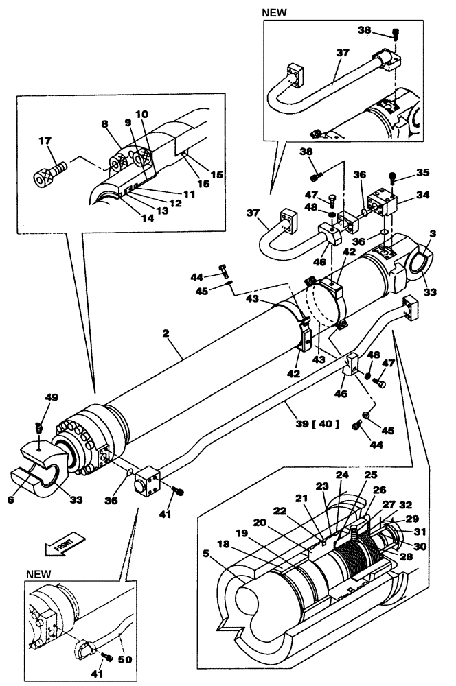Схема запчастей Case CX350 - (08-207-00[01]) - DIPPER CYLINDER - WITHOUT VALVE, PRESSURE RELIEF (08) - HYDRAULICS