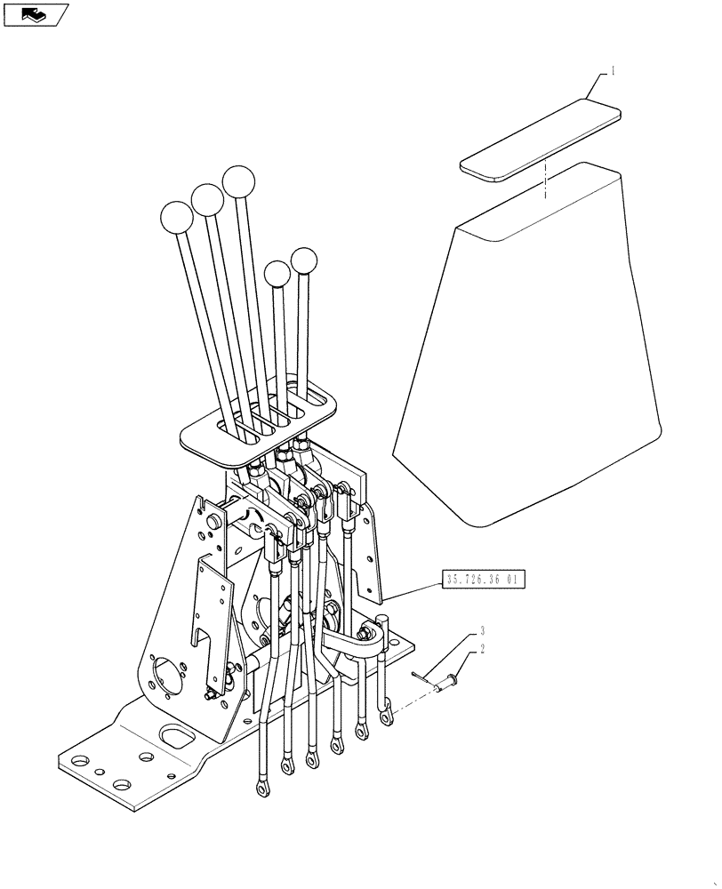 Схема запчастей Case 590SN - (35.726.36[02]) - CONTROL - BACKHOE, WITH FOOT SWING (WITHOUT EXTENDABLE DIPPER) (35) - HYDRAULIC SYSTEMS
