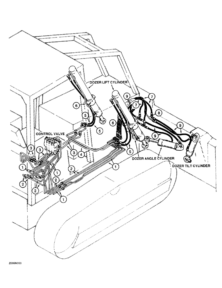 Схема запчастей Case 850E - (1-14) - PICTORIAL INDEX, DOZER LIFT, TILT AND ANGLE HYDRAULIC CIRCUITS (00) - PICTORIAL INDEX