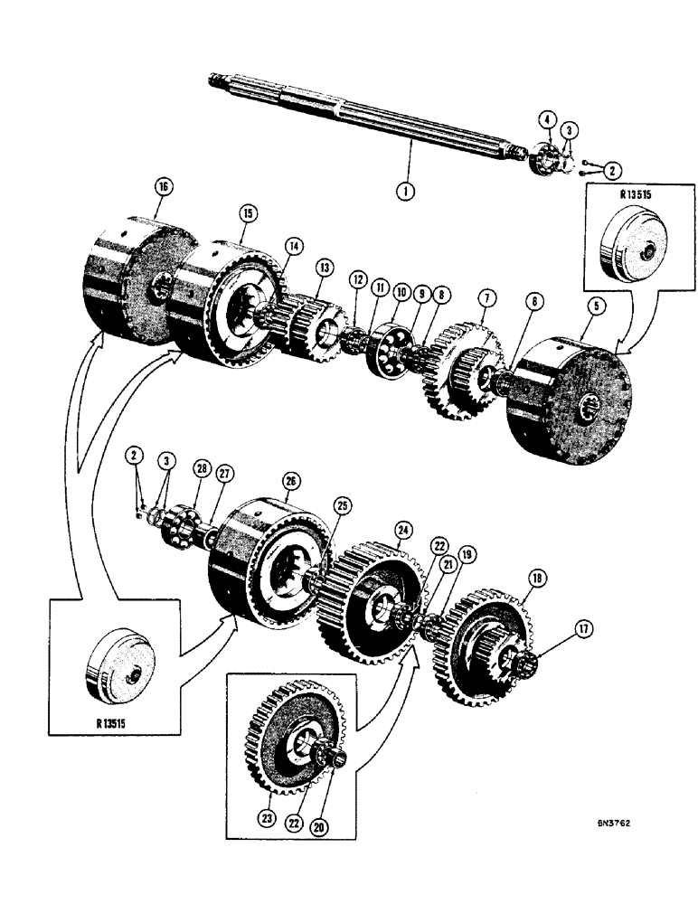 Схема запчастей Case 800 - (092) - CLUTCH SHAFT PARTS (03) - TRANSMISSION