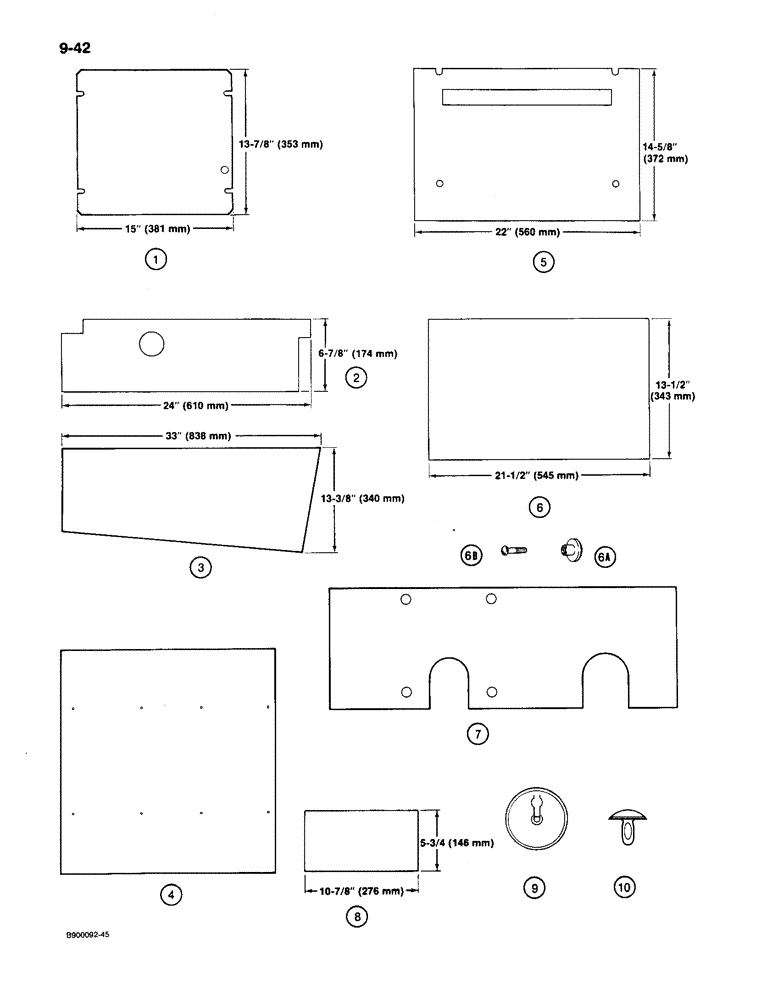 Схема запчастей Case 650 - (9-42) - NOISE REDUCTION PADS (09) - CHASSIS/ATTACHMENTS