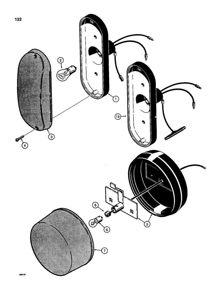 Схема запчастей Case 580SD - (122) - TRACTOR LAMPS, STOP AND TAIL LAMPS (04) - ELECTRICAL SYSTEMS