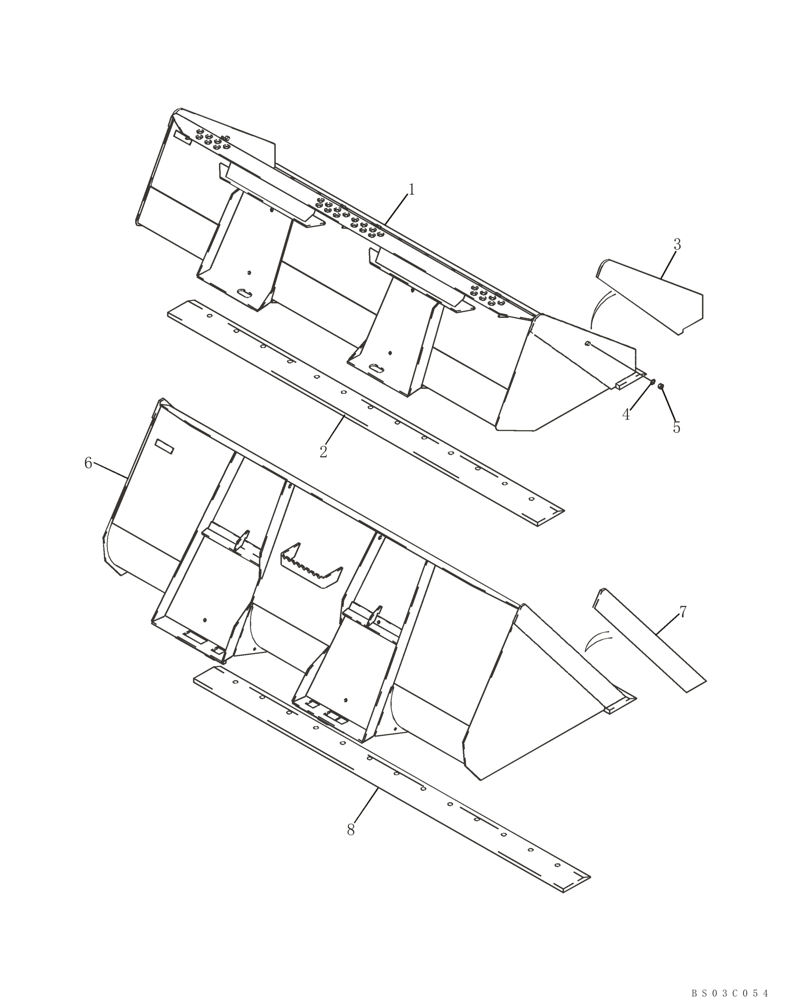 Схема запчастей Case 1845C - (09-17A) - BUCKETS, LOADER - 2083 MM (82 IN) WIDE BUCKET (09) - CHASSIS/ATTACHMENTS