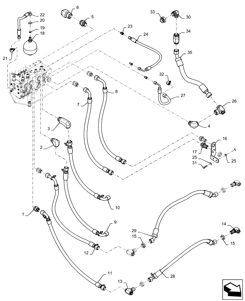 Схема запчастей Case 1650M XLT PAT - (35.359.010) - HYDRAULIC EQUIPMENT CONTROLS (35) - HYDRAULIC SYSTEMS