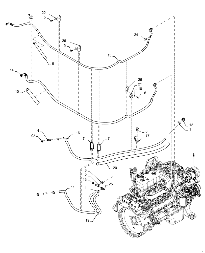 Схема запчастей Case 2050M XLT - (50.050.AL[01]) - HVAC, HEATER PLUMBING (50) - CAB CLIMATE CONTROL