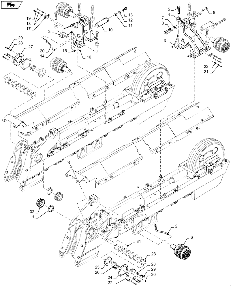 Схема запчастей Case 1650M WT/LGP - (48.130.AN[01]) - UNDERCARRIAGE, LONG (48) - TRACKS & TRACK SUSPENSION