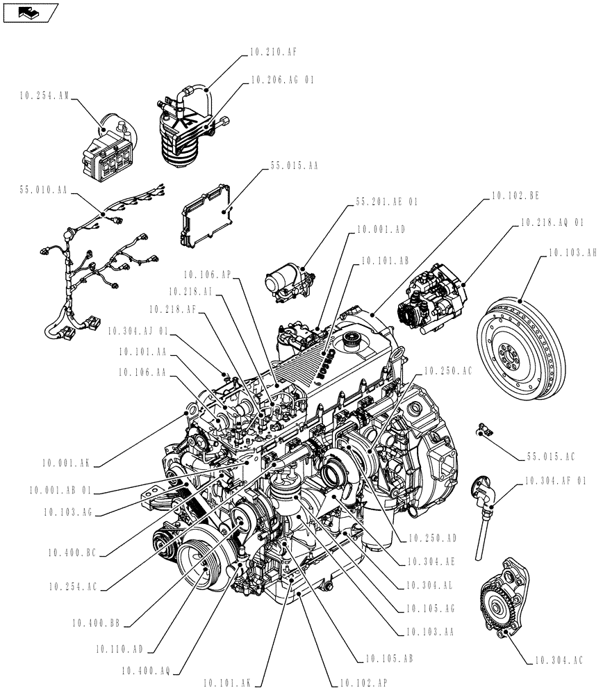 Схема запчастей Case F2CE9684U E026 - (00.000.10) - PICTORIAL INDEX - ENGINE (00) - GENERAL & PICTORIAL INDEX