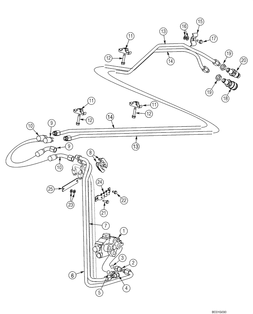Схема запчастей Case 60XT - (08-05) - HYDRAULICS - AUXILIARY SYSTEM (08) - HYDRAULICS