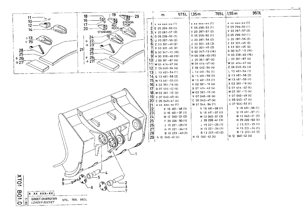 Схема запчастей Case 75C - (XT01 B01.0[02]) - LOADER BUCKET - 1,35 M 765 L (19) - BUCKETS