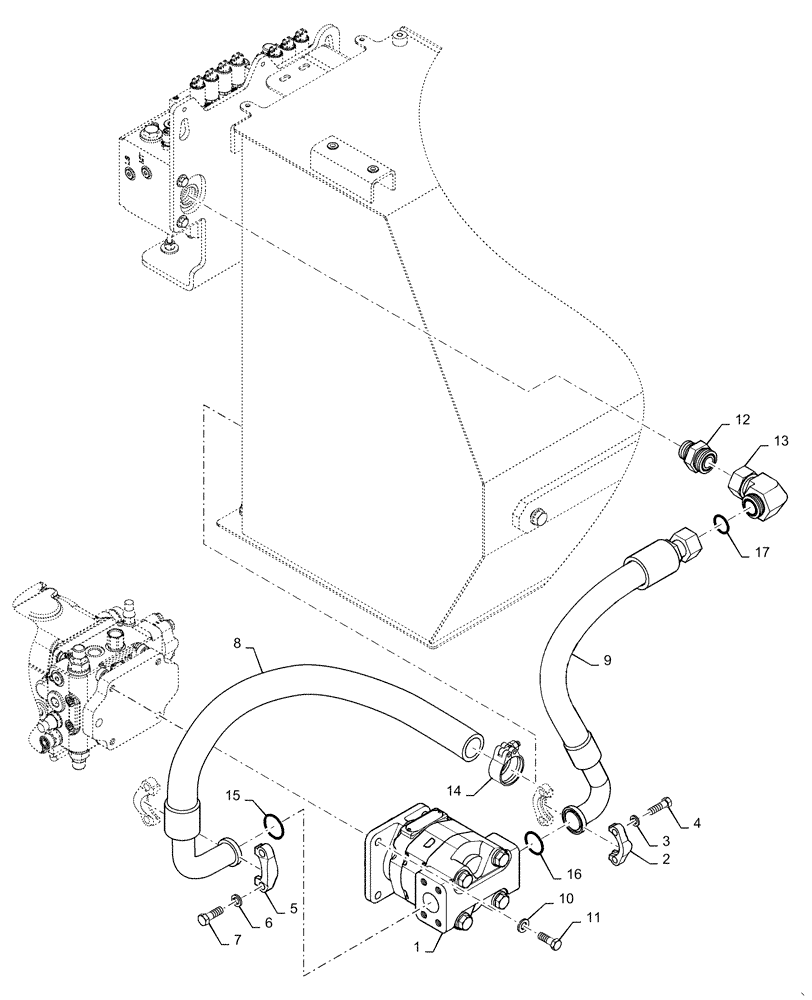 Схема запчастей Case 1150M WT/LGP - (35.104.AA[01]) - WINCH PROVISION PUMP W/O PTO (35) - HYDRAULIC SYSTEMS