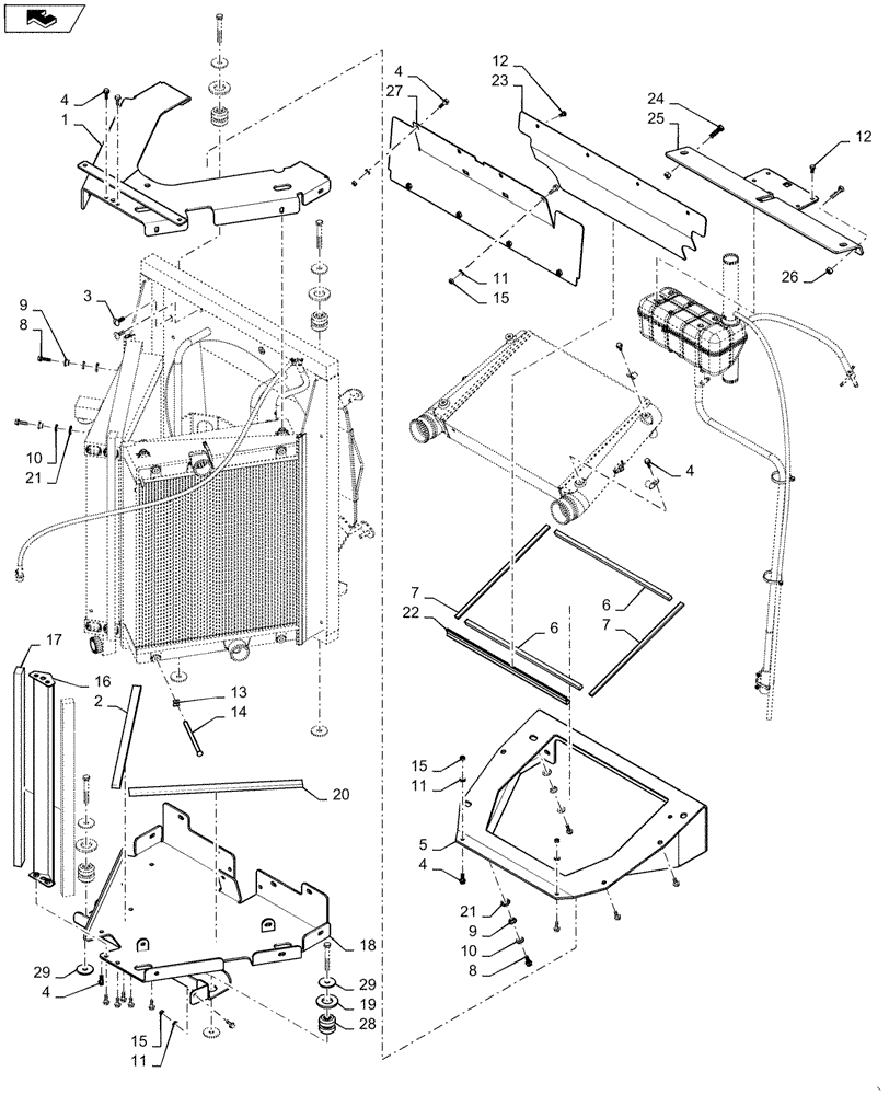 Схема запчастей Case 1650M XLT - (10.400.BF[02]) - RADIATOR FRAME (10) - ENGINE