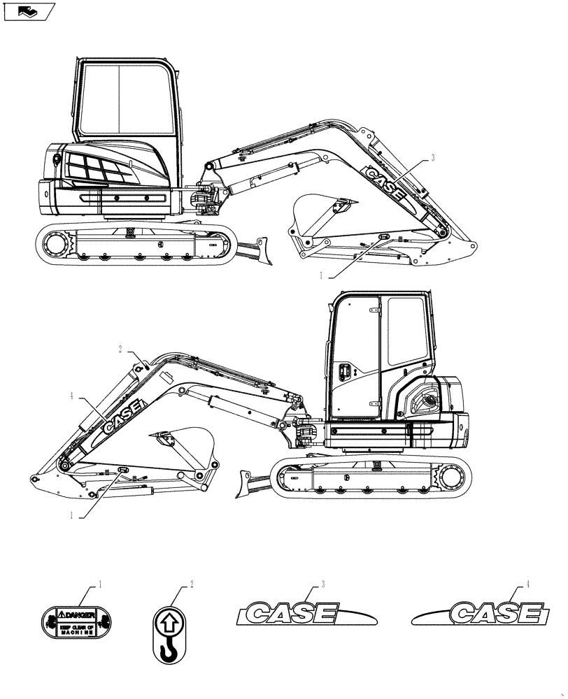 Схема запчастей Case CX55BMSR - (06-004[00]) - NAME PLATE INSTALL (PS02-00102--01417) (90) - PLATFORM, CAB, BODYWORK AND DECALS