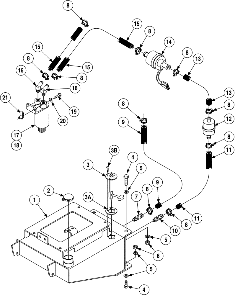 Схема запчастей Case 6010 - (03-02) - FUEL TANK AND PUMP - FILTERS, FUEL (10) - ENGINE