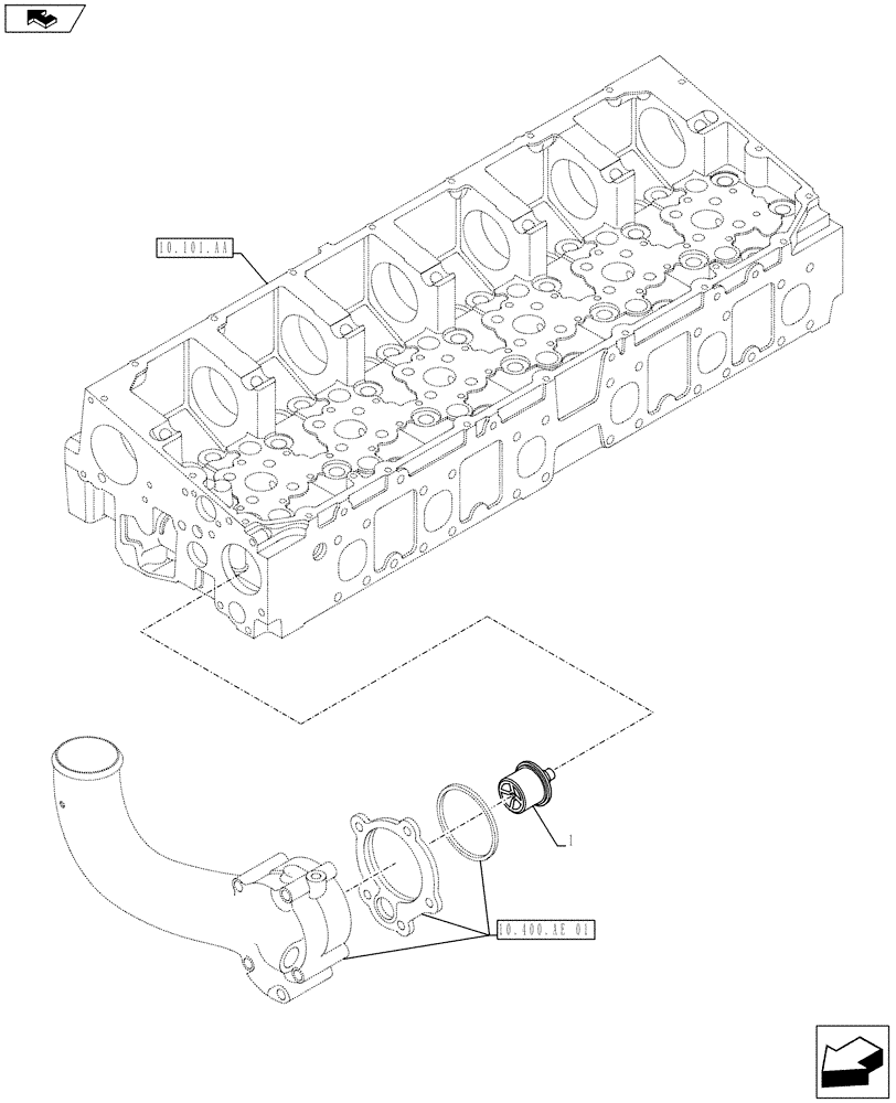 Схема запчастей Case F2CE9684U E026 - (10.400.BC) - THERMOSTAT (10) - ENGINE
