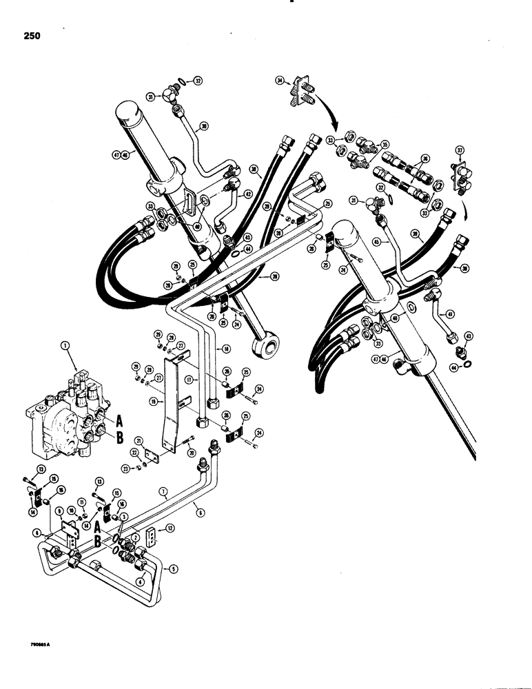 Схема запчастей Case 1150C - (250) - DOZER LIFT HYDRAULIC CIRCUIT, ALL DOZER MODELS (08) - HYDRAULICS