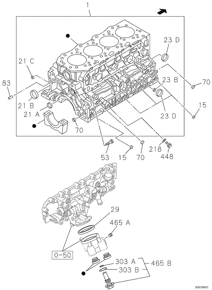 Схема запчастей Case CX135SR - (02-13) - CYLINDER BLOCK (02) - ENGINE