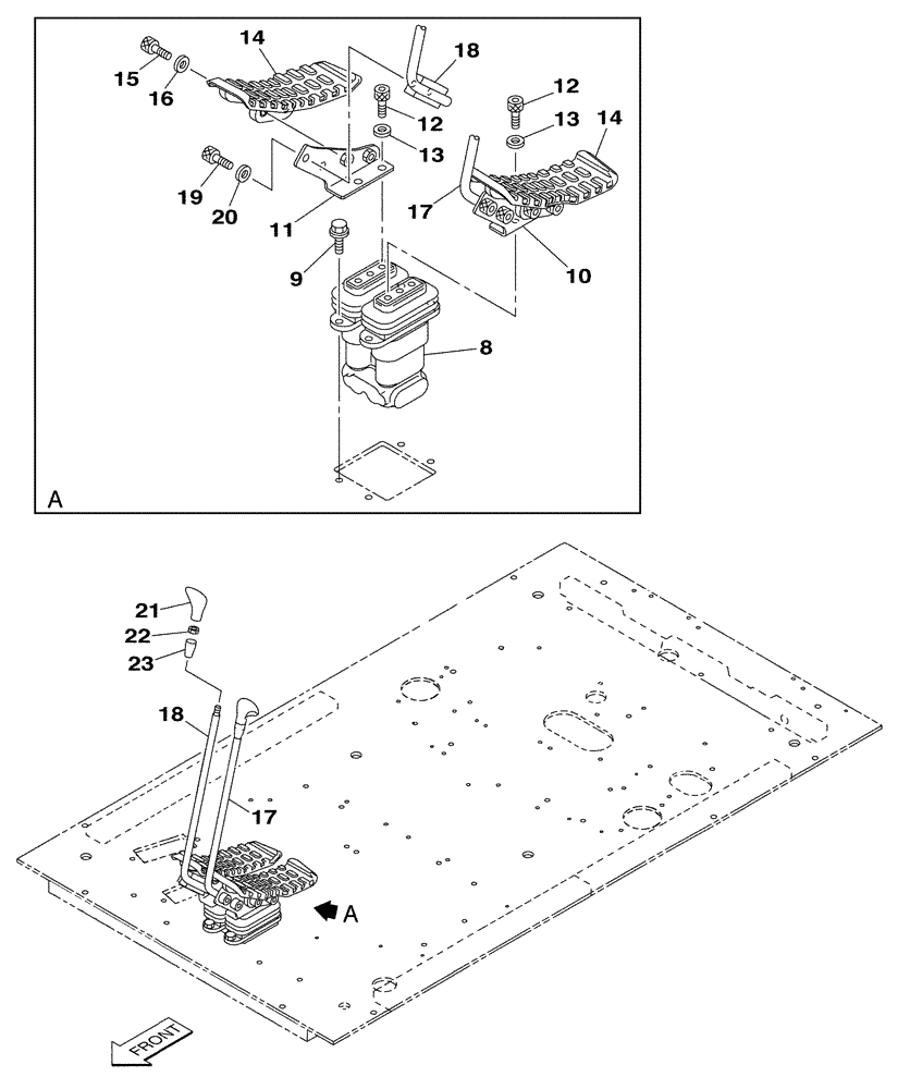 Схема запчастей Case CX350 - (09-039-00[01]) - TRAVEL CONTROL - OPERATORS COMPARTMENT (09) - CHASSIS