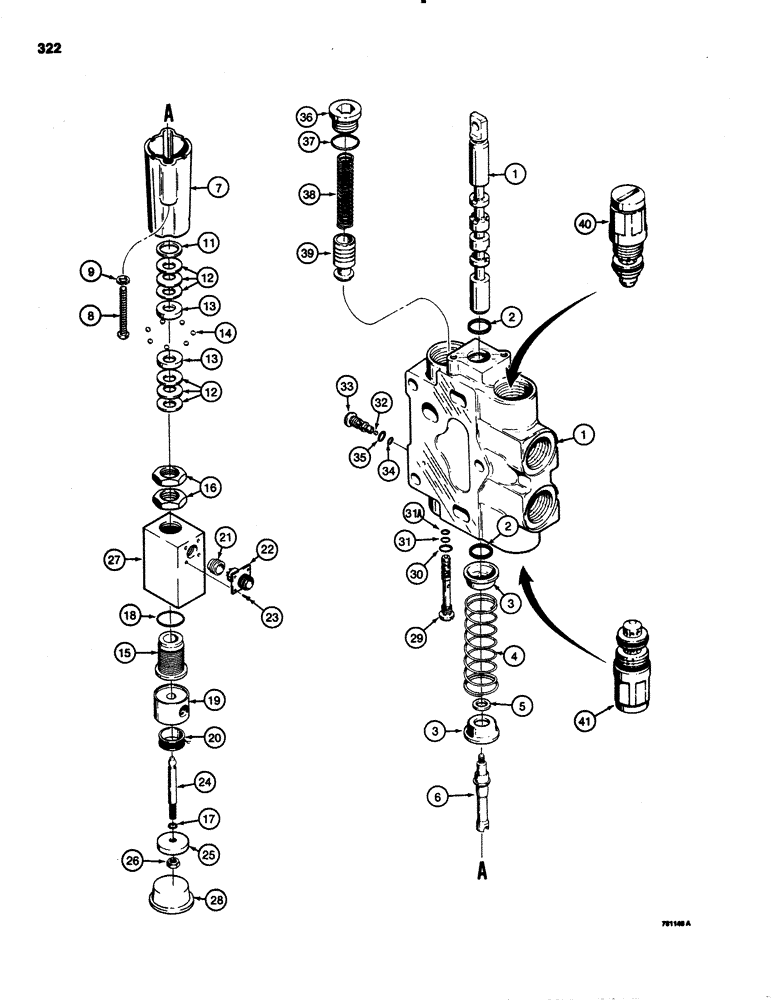 Схема запчастей Case 1150C - (322) - D87083 LOADER BUCKET TILT SECTION (08) - HYDRAULICS