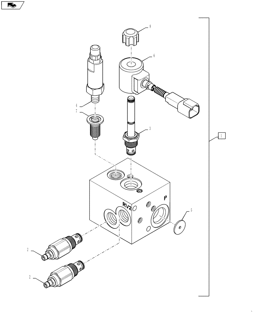 Схема запчастей Case 590SN - (35.726.27[03]) - VALVE - HEAVY LIFT (PILOT CONTROL) (580SN, 580SN WT, 590SN) (35) - HYDRAULIC SYSTEMS