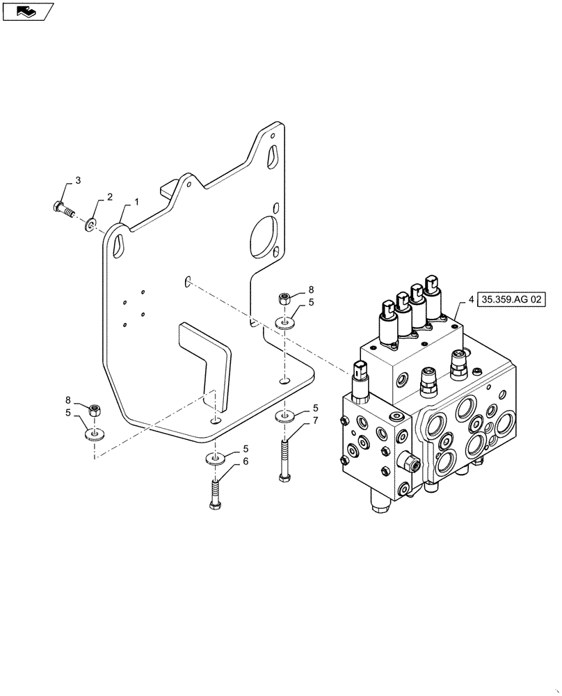 Схема запчастей Case 2050M WT/LGP - (35.102.AE[05]) - CONTROL VALVE - 2 SP BD (35) - HYDRAULIC SYSTEMS