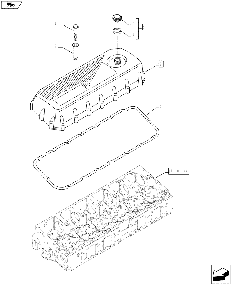 Схема запчастей Case F2CE9684U E026 - (10.101.AB) - CYLINDER HEAD, COVER (10) - ENGINE