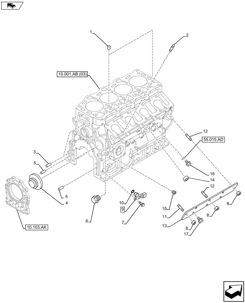 Схема запчастей Case AP-4LE2XASS01 - (10.001.AB[04]) - CRANKCASE (10) - ENGINE