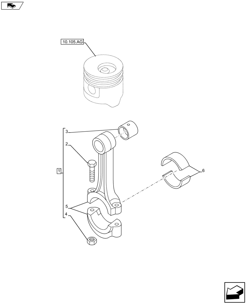 Схема запчастей Case AP-4LE2XASS01 - (10.105.AC) - CONNECTING ROD BEARING (10) - ENGINE