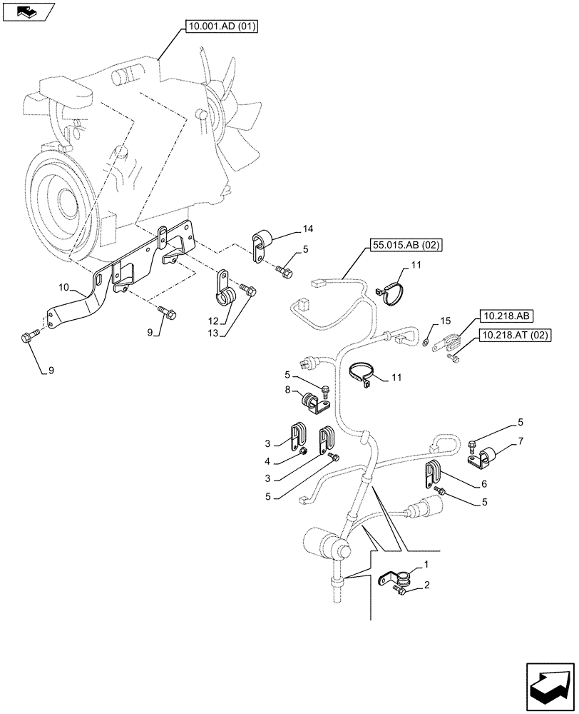 Схема запчастей Case AP-4LE2XASS01 - (55.015.AB[02]) - ENGINE WIRE HARNESS (55) - ELECTRICAL SYSTEMS