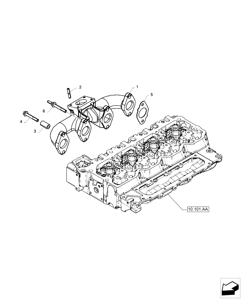 Схема запчастей Case F4HE0484D B101 - (10.254.AC) - EXHAUST MANIFOLD (10) - ENGINE