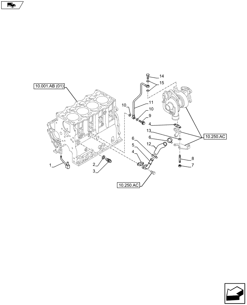 Схема запчастей Case AP-4LE2XASS01 - (10.250.AD) - TURBOCHARGER OIL LINE (10) - ENGINE