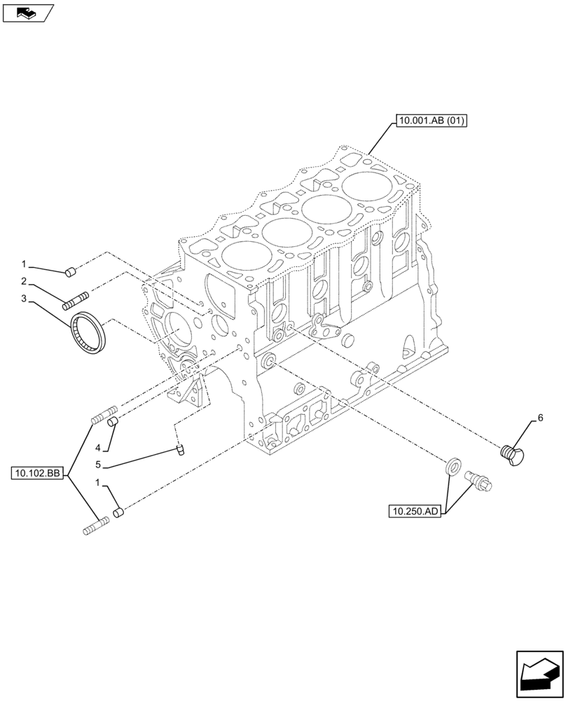 Схема запчастей Case AP-4LE2XASS01 - (10.001.AB[02]) - CRANKCASE (10) - ENGINE