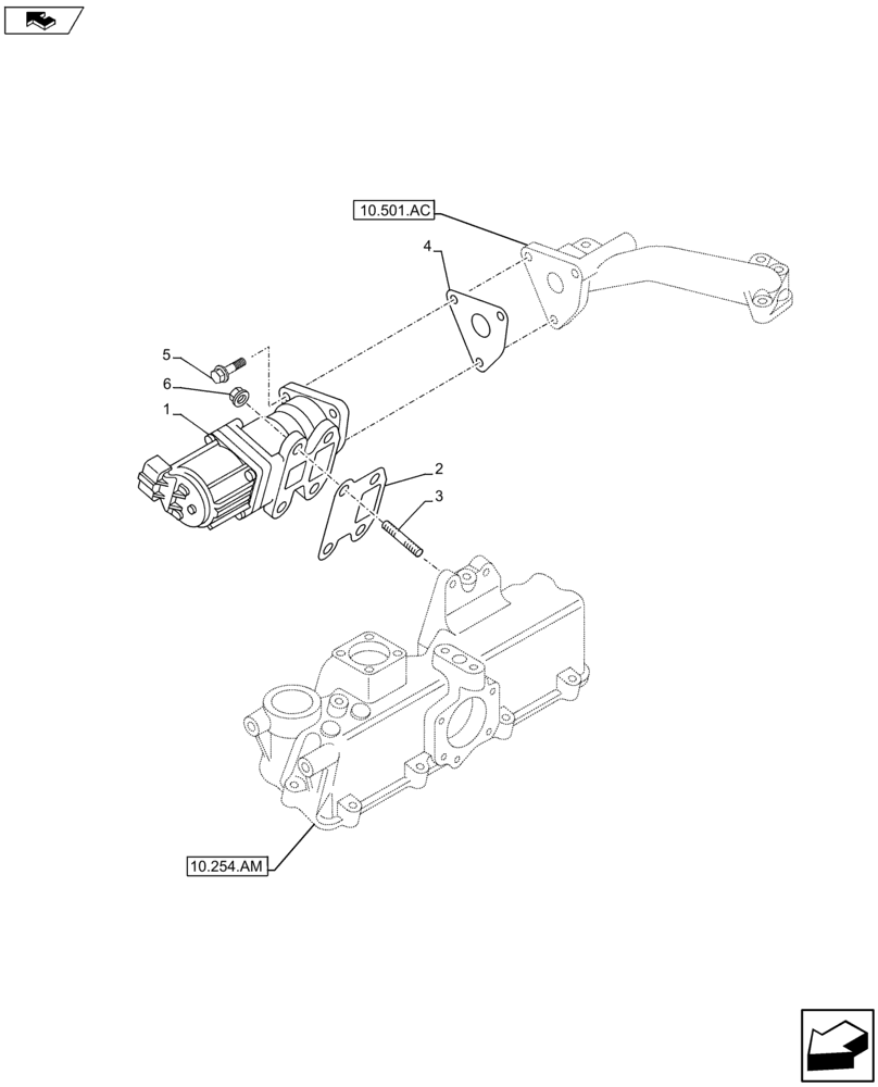 Схема запчастей Case AP-4LE2XASS01 - (10.501.AA) - EXHAUST GAS RECIRCULATION (EGR) VALVE (10) - ENGINE
