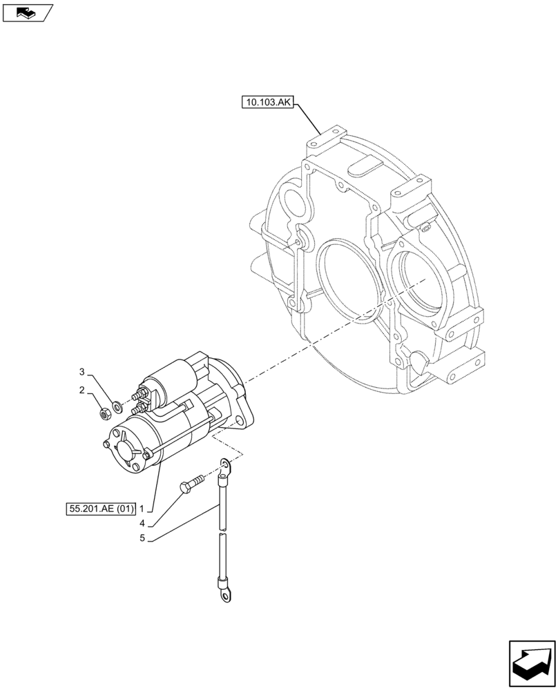 Схема запчастей Case AP-4LE2XASS01 - (55.201.AE[02]) - STARTER MOTOR (55) - ELECTRICAL SYSTEMS