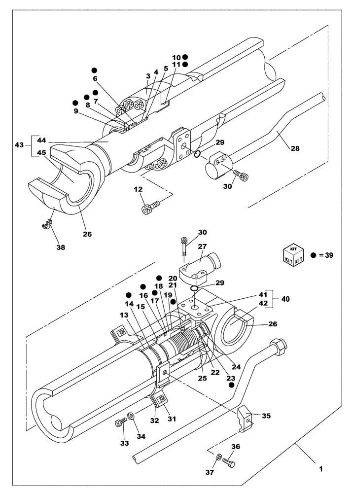 Схема запчастей Case CX160C - (35.964.10) - DIPPER CYLINDER (35) - HYDRAULIC SYSTEMS