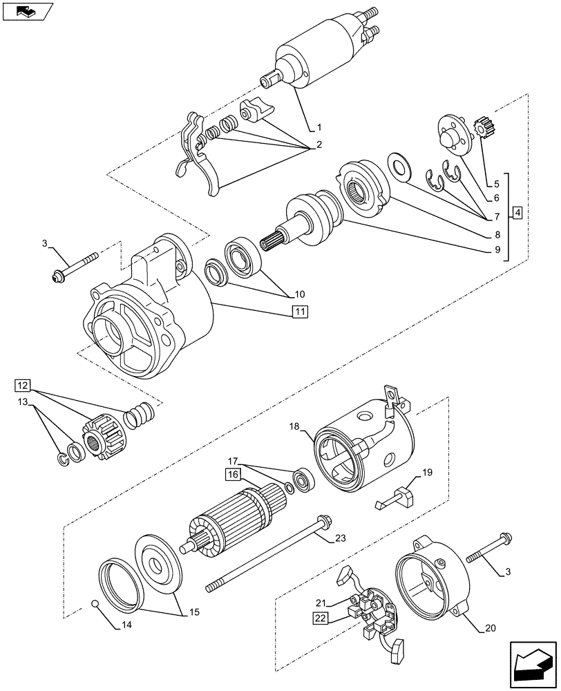 Схема запчастей Case AP-4LE2XASS01 - (55.201.AE[01]) - STARTER MOTOR (55) - ELECTRICAL SYSTEMS