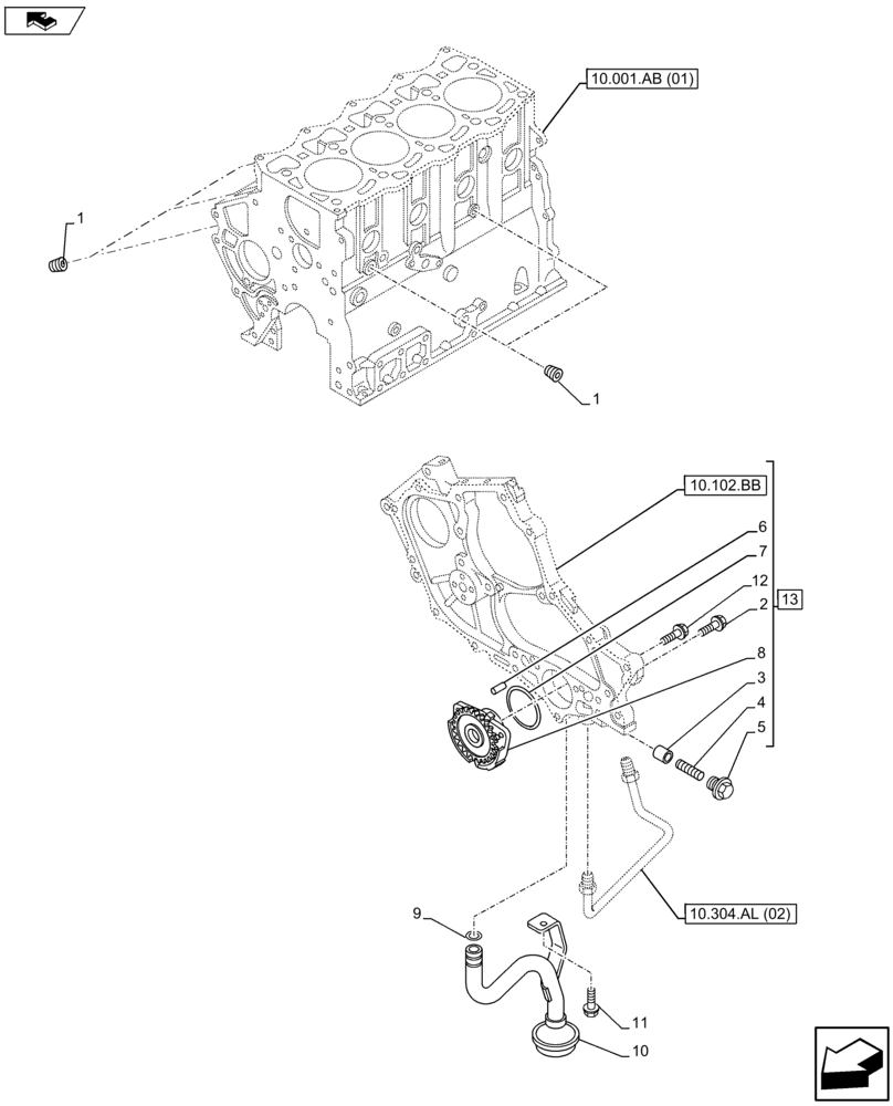 Схема запчастей Case AP-4LE2XASS01 - (10.304.AC) - ENGINE OIL PUMP (10) - ENGINE