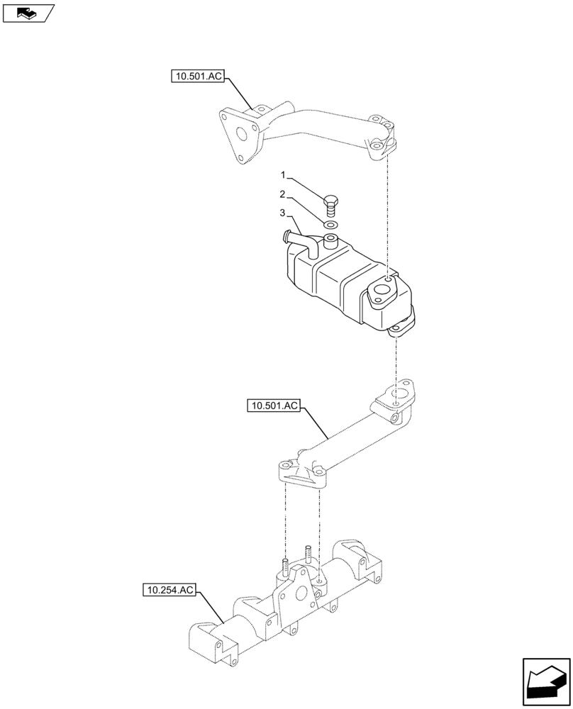 Схема запчастей Case AP-4LE2XASS01 - (10.501.AB) - EXHAUST GAS RECIRCULATION (EGR) COOLER (10) - ENGINE