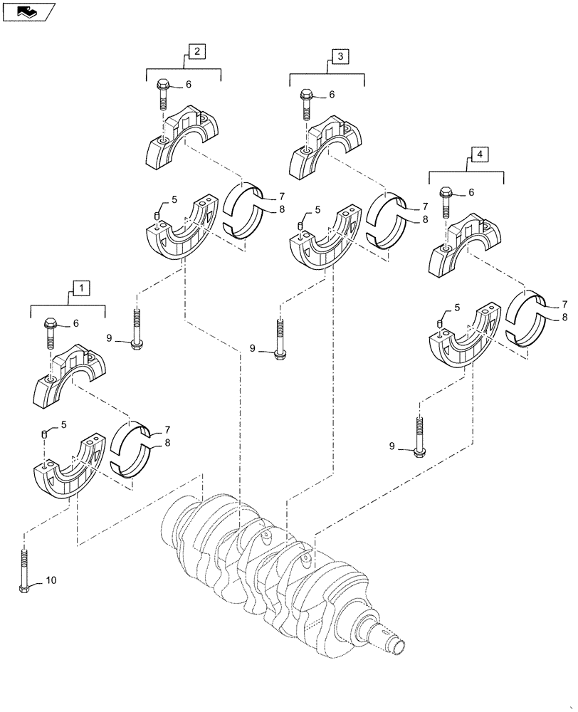 Схема запчастей Case SR175 - (10.103.AB) - CRANKSHAFT BEARING (10) - ENGINE
