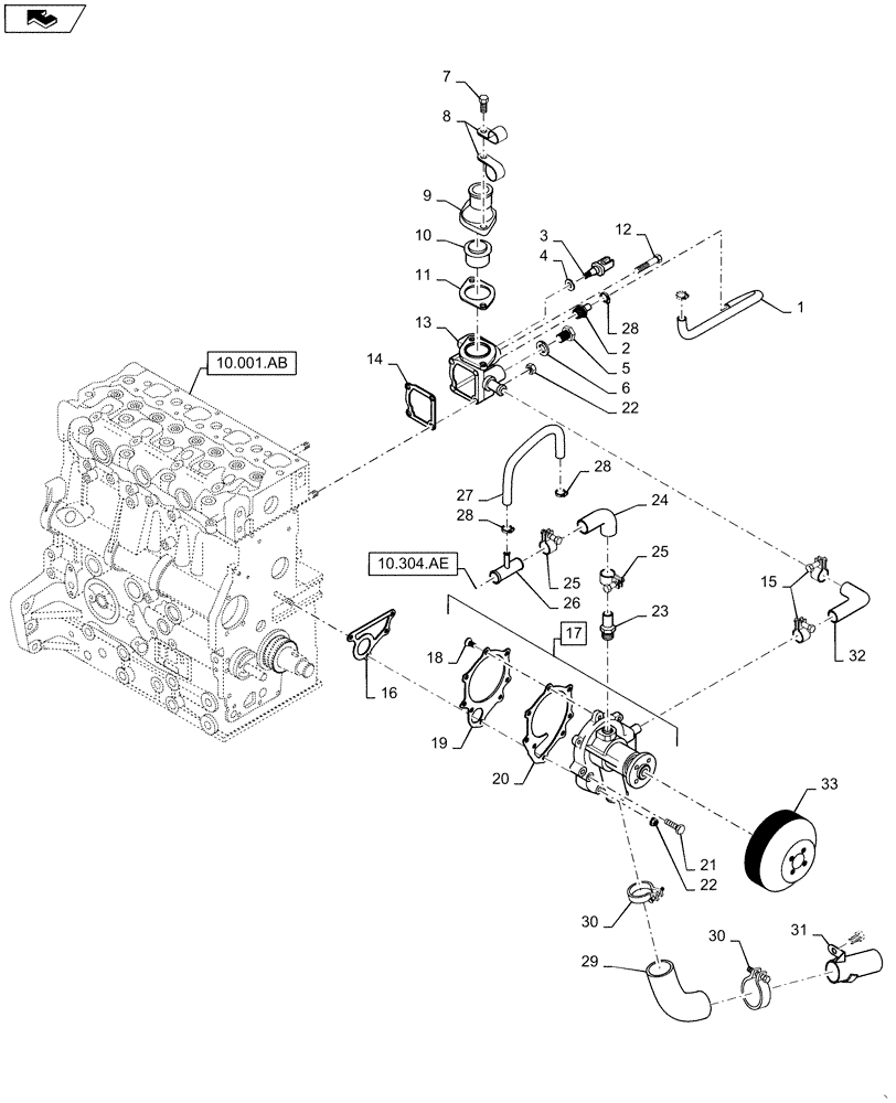 Схема запчастей Case SR175 - (10.400.BB) - WATER PUMP & RELATED PARTS (10) - ENGINE