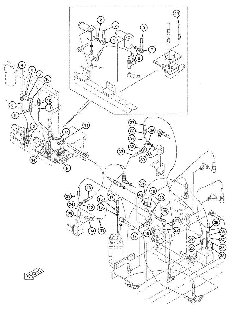 Схема запчастей Case 9020 - (8-048) - PILOT RETURN LINES (08) - HYDRAULICS