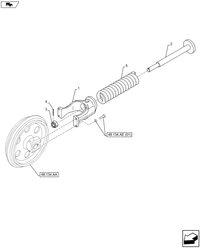 Схема запчастей Case CX75C SR - (48.134.AE[02]) - TRACK TENSIONER (48) - TRACKS & TRACK SUSPENSION