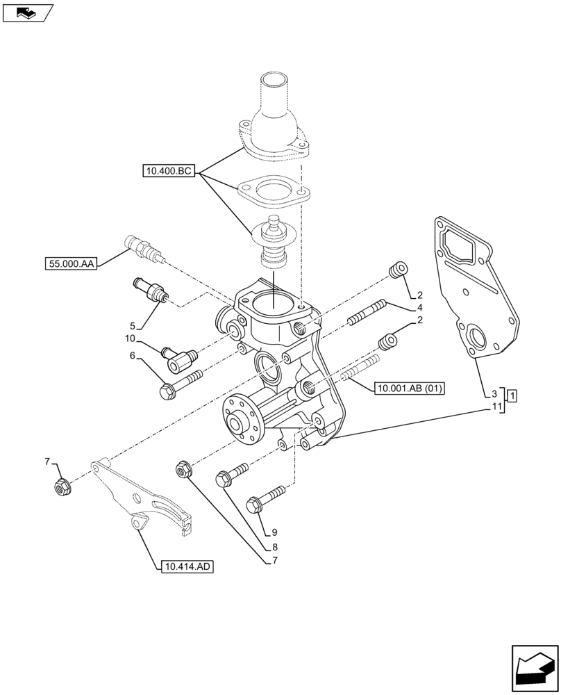 Схема запчастей Case AP-4LE2XASS01 - (10.400.BB) - WATER PUMP (10) - ENGINE