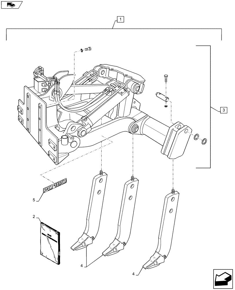 Схема запчастей Case 1850K - (88.058.01) - DIA KIT, RIPPER PARALLELOGRAM, 3 TEETH (19) - OPTIONS