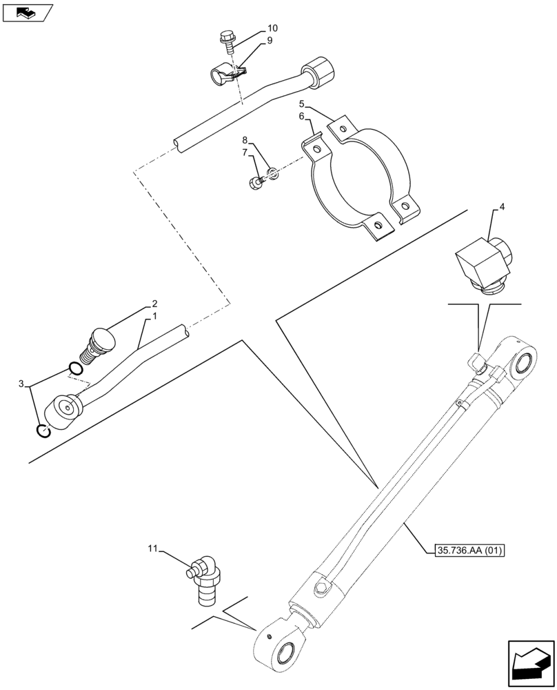 Схема запчастей Case CX75C SR - (35.736.AC[02]) - VAR - 481265, 481858, 781172 - BOOM CYLINDER LINE (35) - HYDRAULIC SYSTEMS