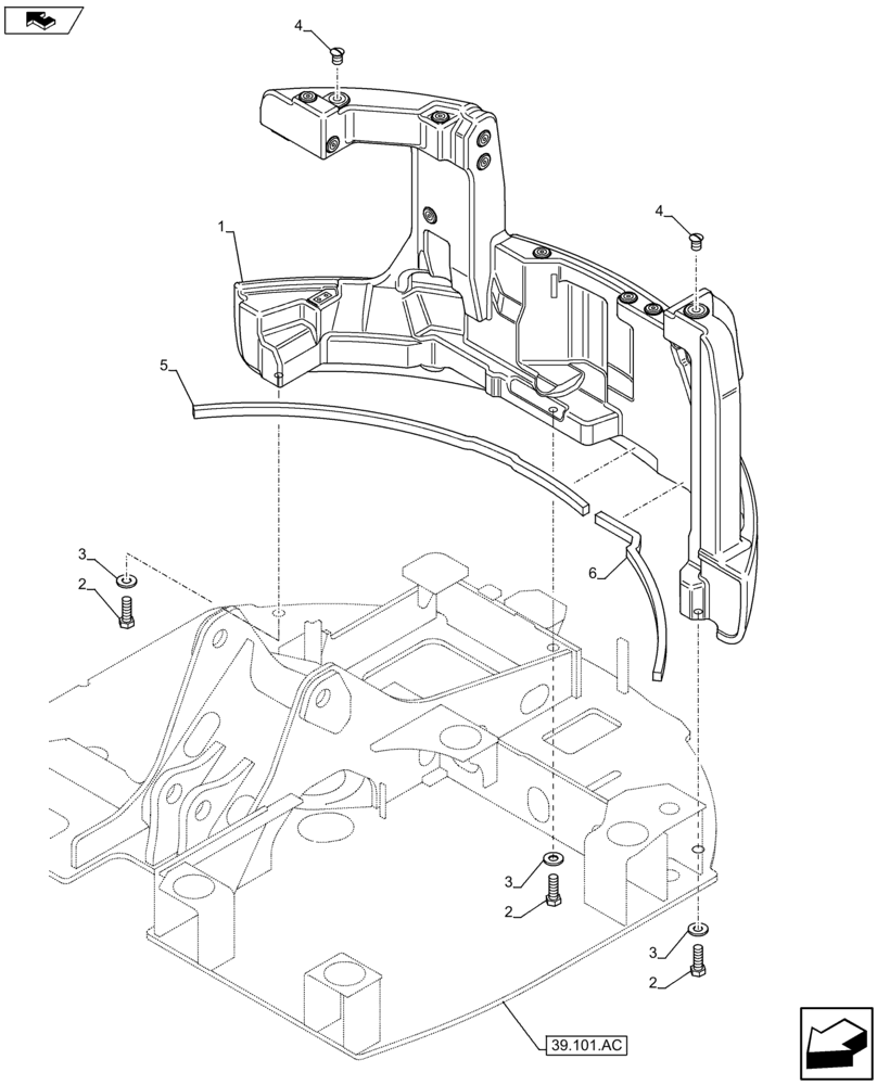 Схема запчастей Case CX75C SR - (39.140.AM) - COUNTERWEIGHT (39) - FRAMES AND BALLASTING