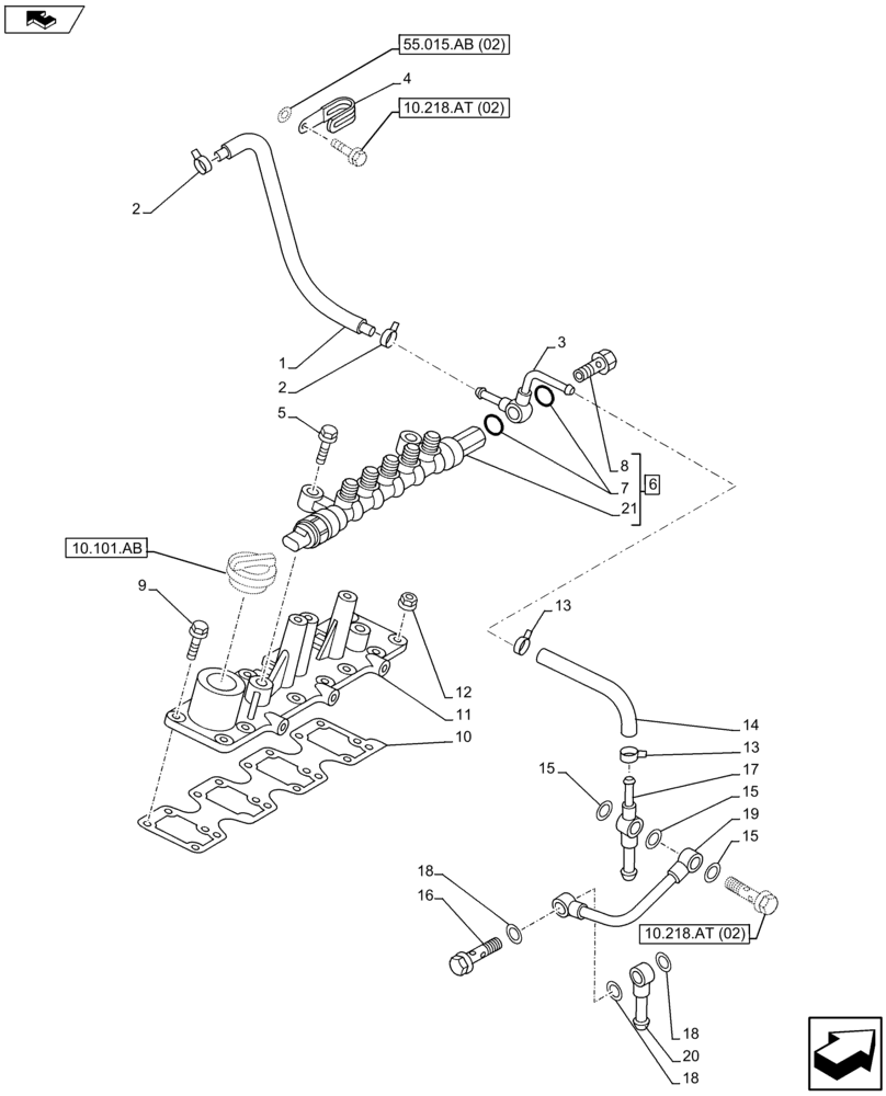 Схема запчастей Case AP-4LE2XASS01 - (10.218.AB) - COMMON RAIL LINES (10) - ENGINE