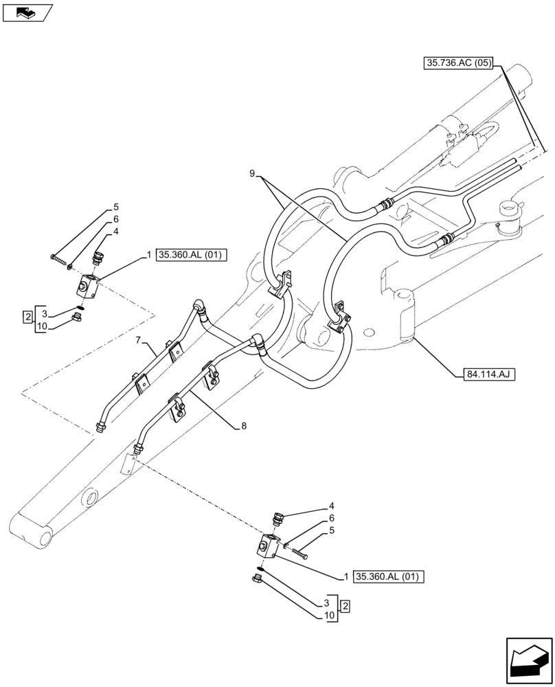 Схема запчастей Case CX75C SR - (35.360.AB[04]) - VAR - 461873, 461866, 461025 - HAMMER SYSTEM LINE (35) - HYDRAULIC SYSTEMS