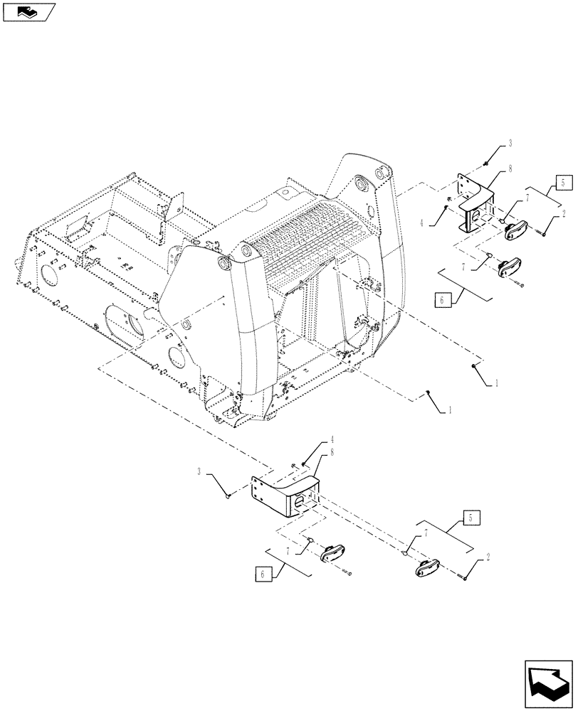 Схема запчастей Case SR175 - (55.404.CY[02]) - EU REAR LIGHT, ROAD LIGHT (55) - ELECTRICAL SYSTEMS