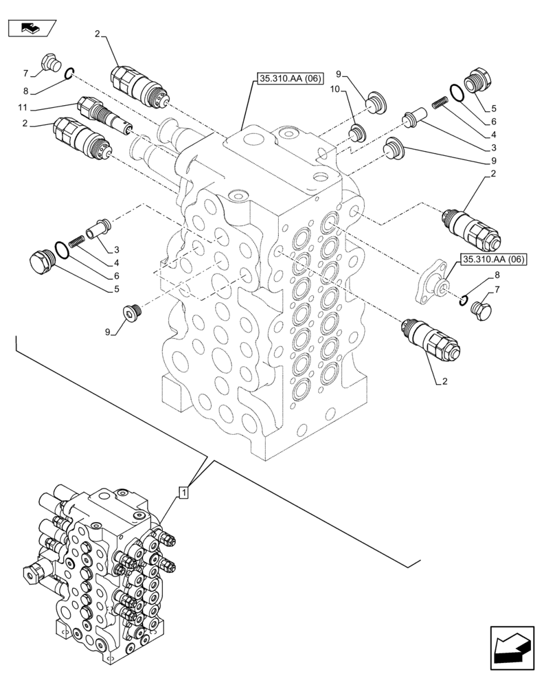 Схема запчастей Case CX75C SR - (35.310.AA[20]) - VAR - 461025 - CONTROL VALVE (35) - HYDRAULIC SYSTEMS
