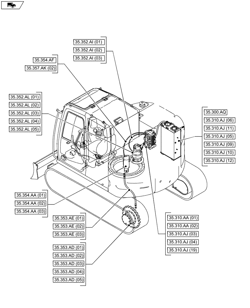 Схема запчастей Case CX75C SR - (35.000.00[05]) - SECTION INDEX - HYDRAULIC SYSTEM (35) - HYDRAULIC SYSTEMS